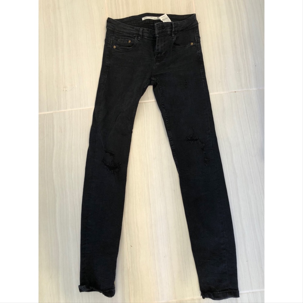 Zara Ripped Black Skinny Jeans